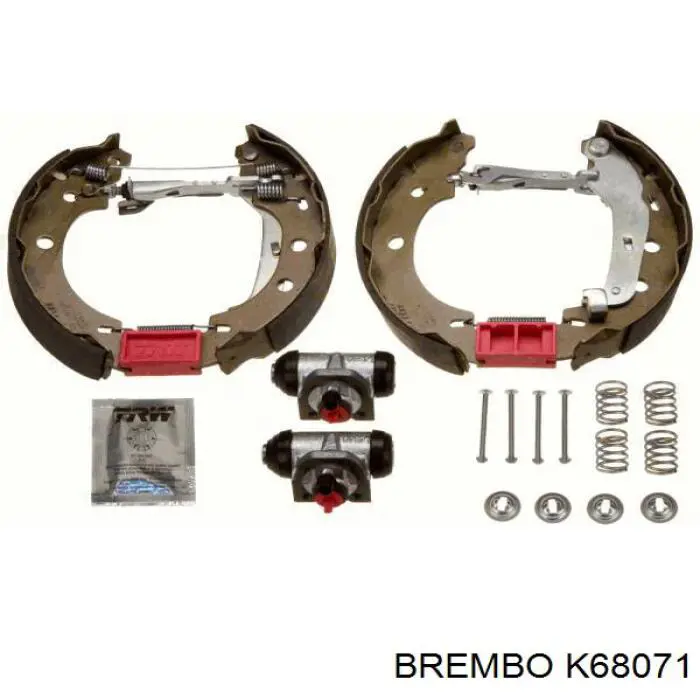 Compre K68071 Brembo Sapatas do freio traseiras de tambor, montadas com cilindros, kit