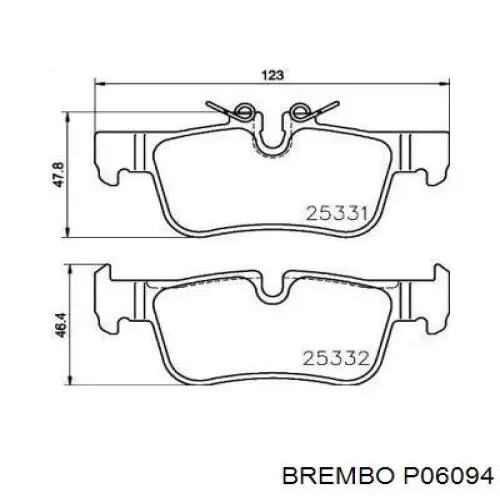 Sapatas do freio traseiras de disco Brembo P06094 preço, a partir de 29,46 USD
