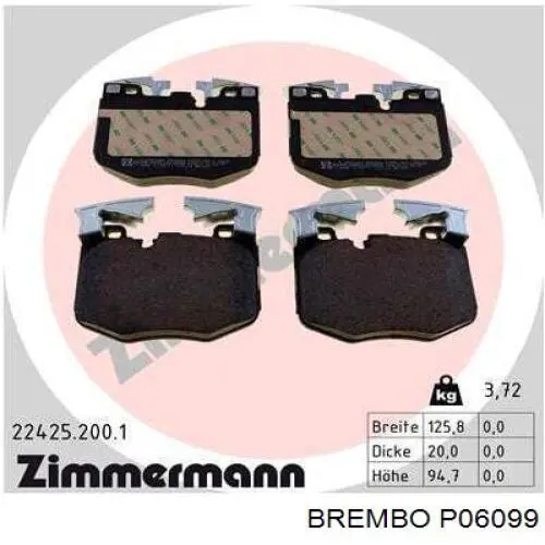 Sapatas do freio dianteiras de disco Brembo P06099 preço, a partir de 172,07 USD