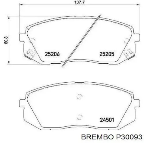 Sapatas do freio dianteiras de disco Brembo P30093 preço, a partir de 58,72 USD