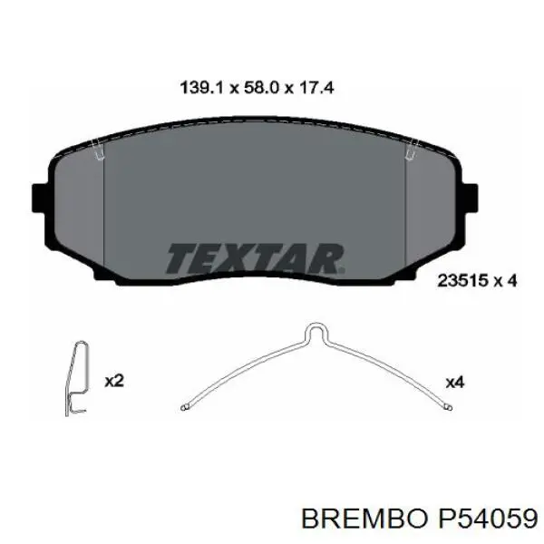 Sapatas do freio dianteiras de disco Brembo P54059 preço, a partir de 25,54 USD