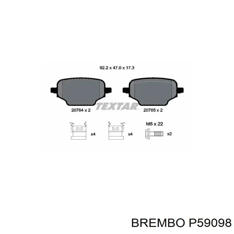 Sapatas do freio traseiras de disco Brembo P59098 preço, a partir de 24,06 USD