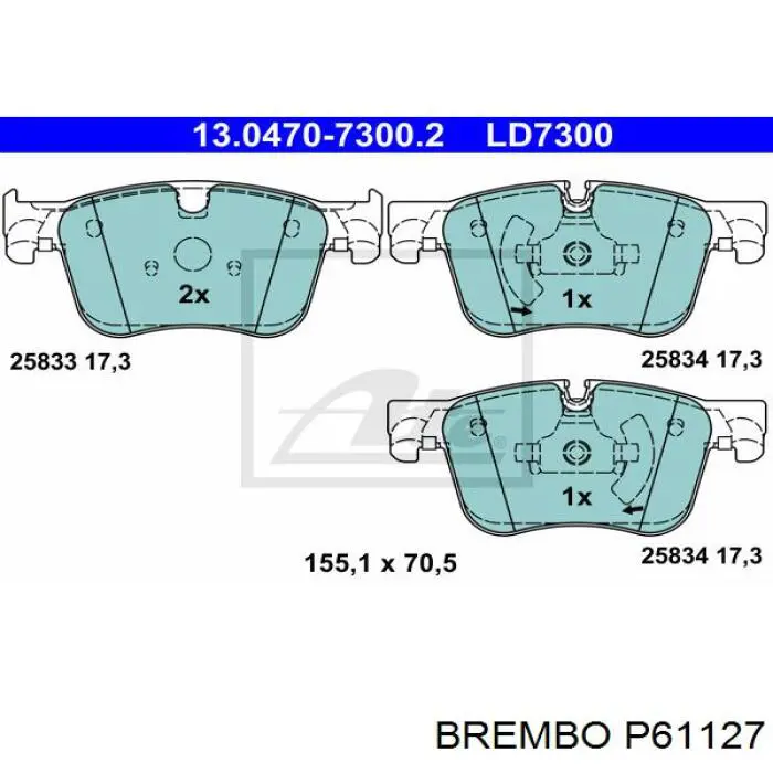Sapatas do freio dianteiras de disco Brembo P61127 preço, a partir de 46,63 USD