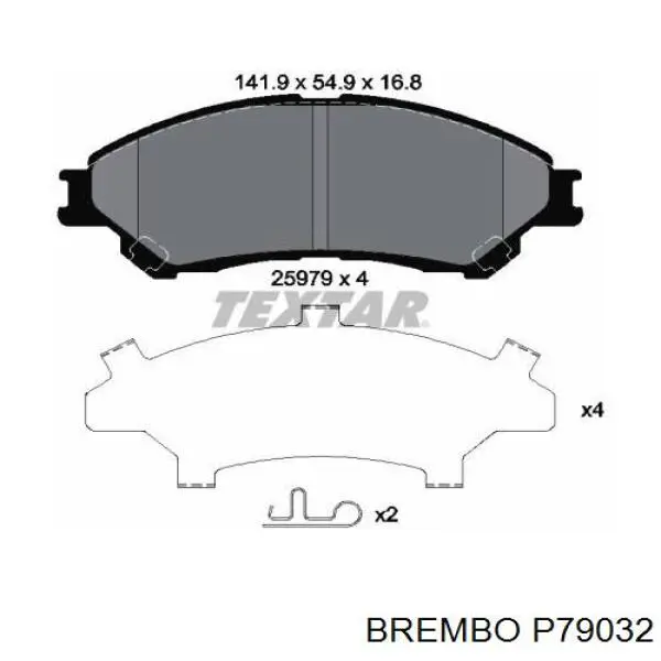 Sapatas do freio dianteiras de disco Brembo P79032 preço, a partir de 30,33 USD