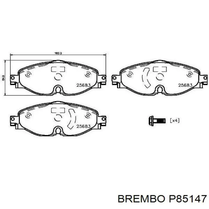 Sapatas do freio dianteiras de disco Brembo P85147 preço, a partir de 44,16 USD