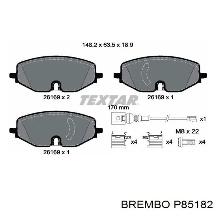 Sapatas do freio dianteiras de disco Brembo P85182 preço, a partir de 51,36 USD