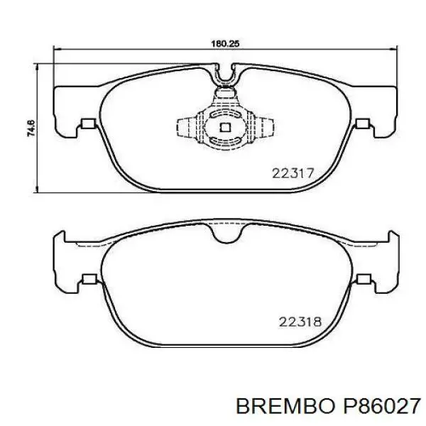 Sapatas do freio dianteiras de disco Brembo P86027 preço, a partir de 56,86 USD