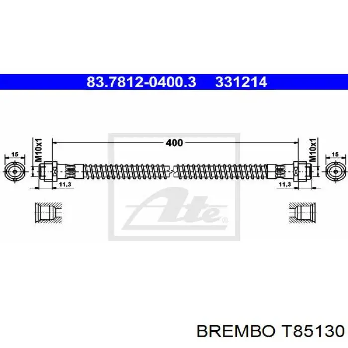 T85130 Brembo Mangueira do freio traseira