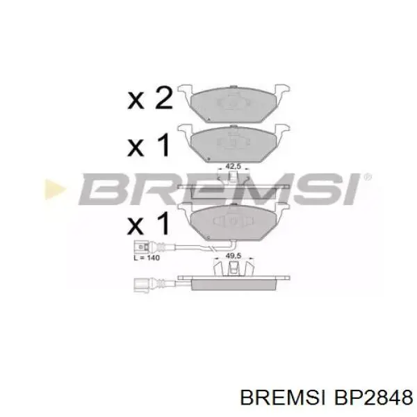 BP2848 Bremsi Sapatas do freio dianteiras de disco