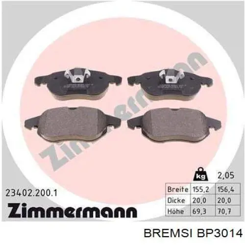 Sapatas do freio dianteiras de disco Bremsi BP3014 preço, a partir de 33,85 USD