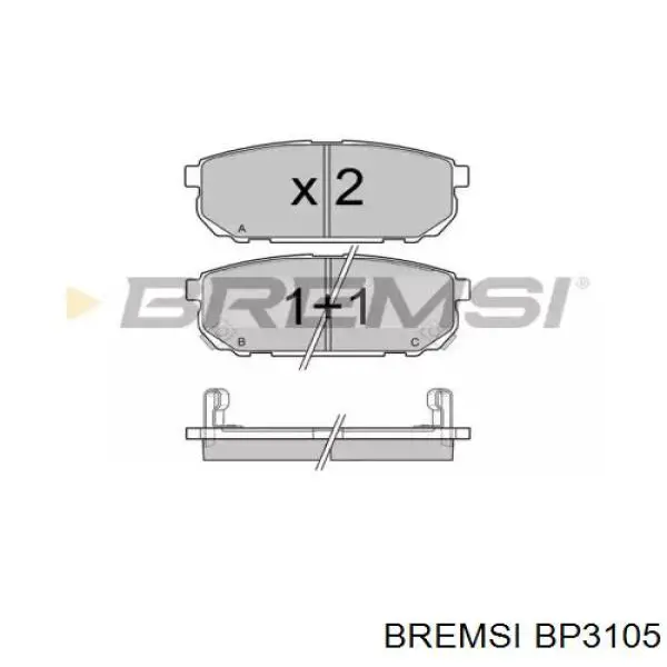 BP3105 Bremsi Sapatas do freio traseiras de disco