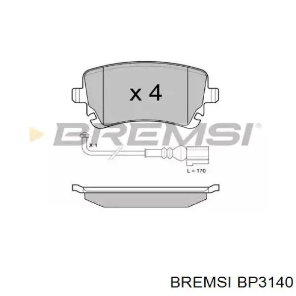 BP3140 Bremsi Sapatas do freio traseiras de disco