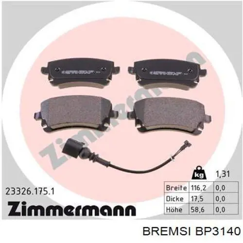 Sapatas do freio traseiras de disco Bremsi BP3140 preço, a partir de 34,20 USD