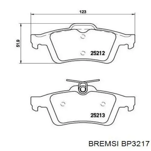 Compre BP3217 Bremsi Sapatas do freio traseiras de disco