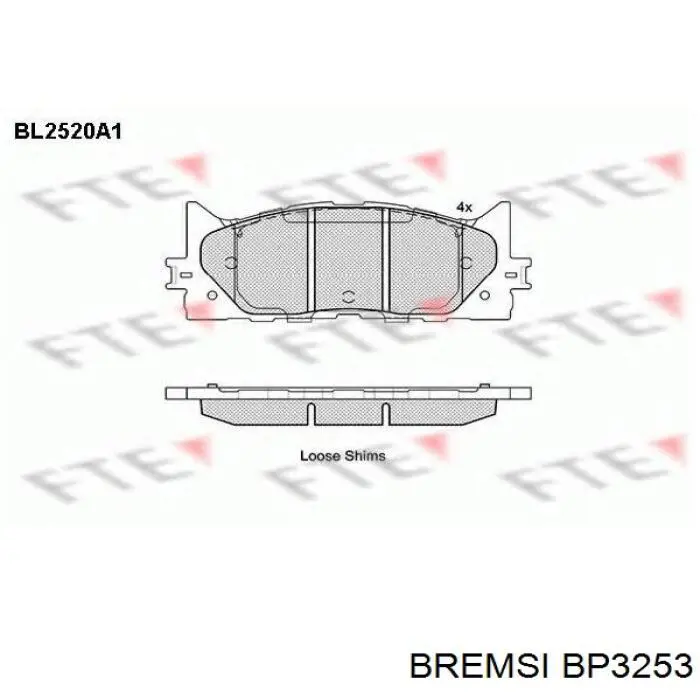 Sapatas do freio dianteiras de disco Bremsi BP3253 preço, a partir de 34,10 USD