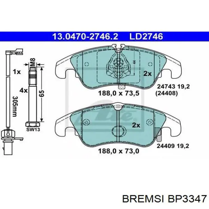 Compre BP3347 Bremsi Sapatas do freio dianteiras de disco