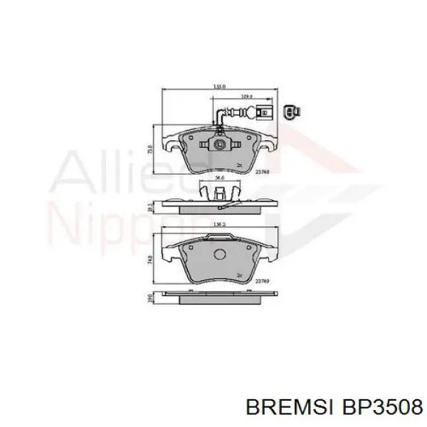 Compre BP3508 Bremsi Sapatas do freio dianteiras de disco