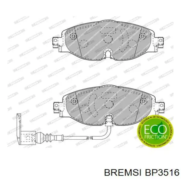 BP3516 Bremsi Sapatas do freio dianteiras de disco