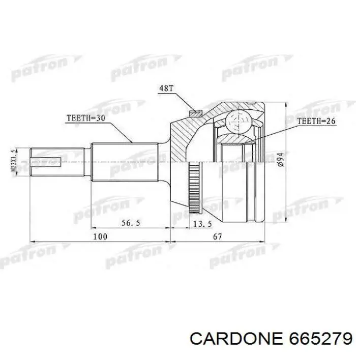Semieixo (acionador) dianteiro esquerdo Cardone 665279 preço, a partir de 189,35 USD