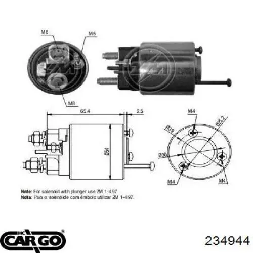 Relê retrator do motor de arranco 594383 VALEO