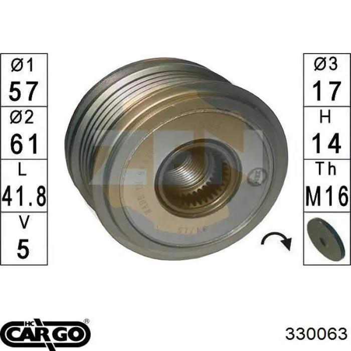 Polia do gerador Cargo 330063 preço, a partir de 48,82 USD