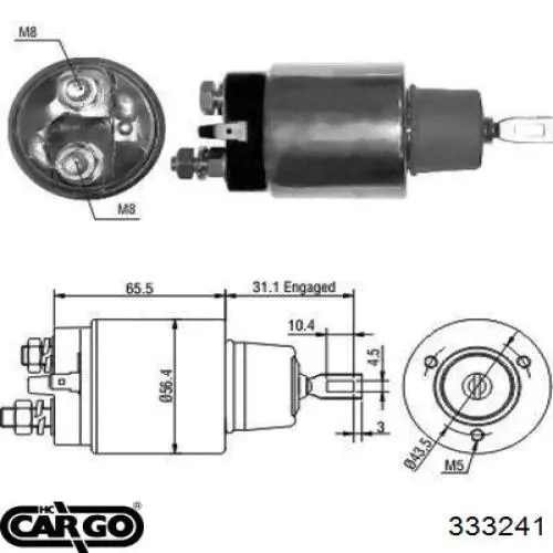 333241 Cargo Relê retrator do motor de arranco