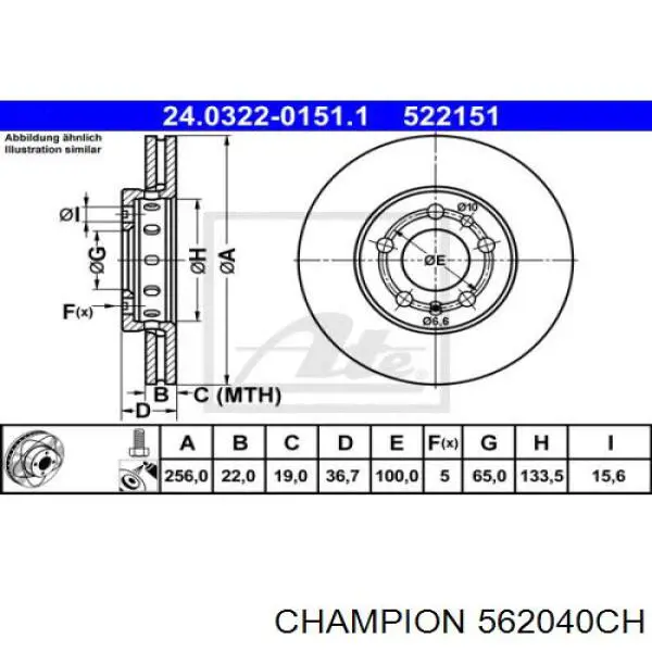 Disco do freio dianteiro Champion 562040CH preço, a partir de 44,34 USD