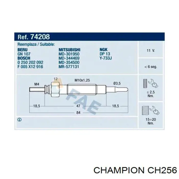 Compre CH256 Champion Vela de incandescência