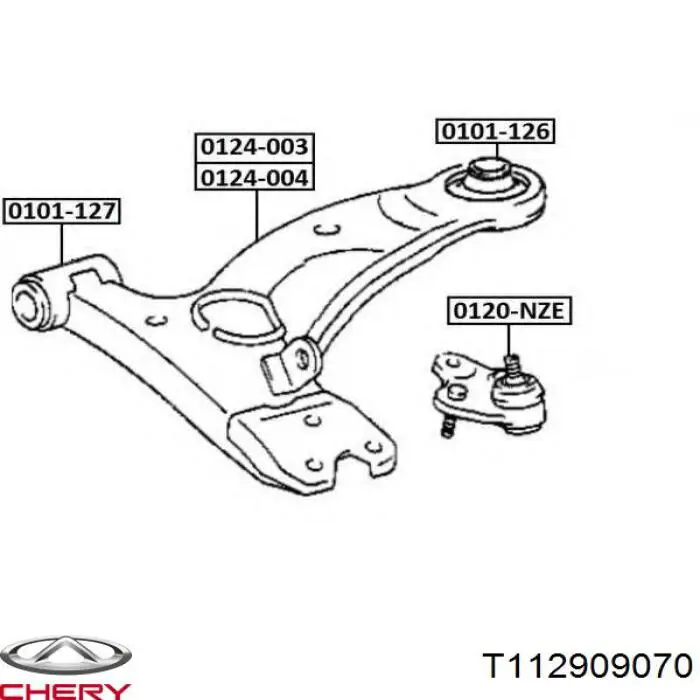 T112909070 Chery Bloco silencioso dianteiro do braço oscilante inferior