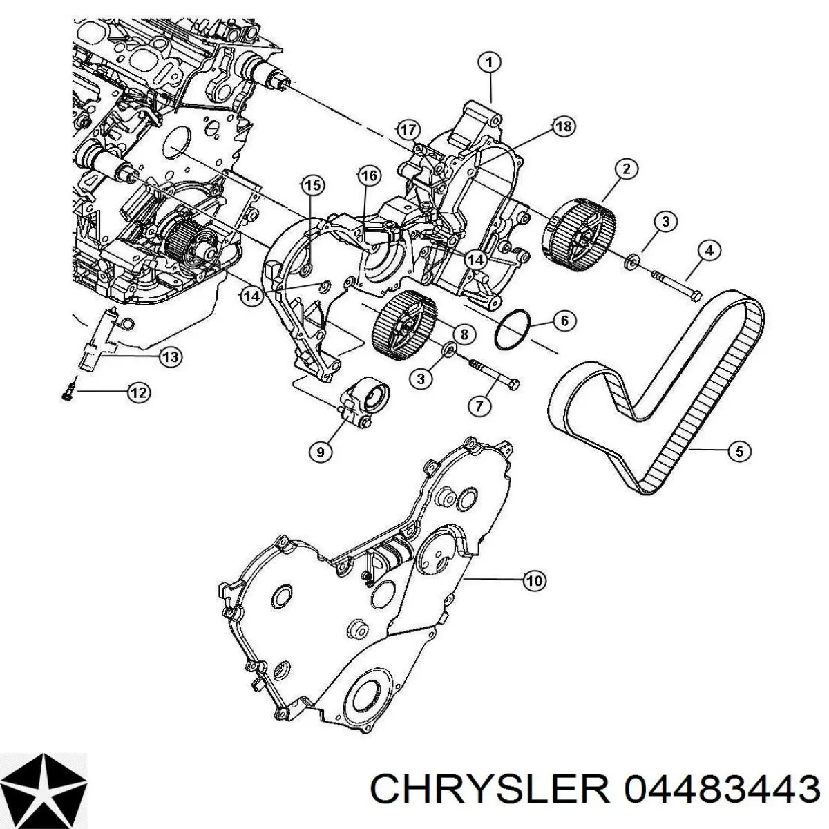 Vedante de tampa dianteira de motor Dodge Journey  