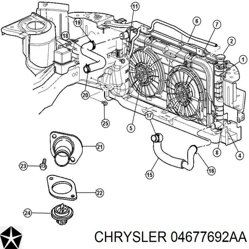 Compre 04677692AA Chrysler Radiador de esfriamento de motor