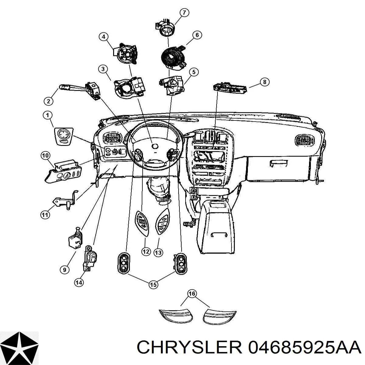 04685925AA Chrysler Bloco de botões do console central