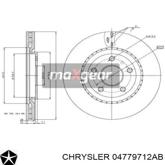 Compre 04779712AB Chrysler Disco do freio dianteiro
