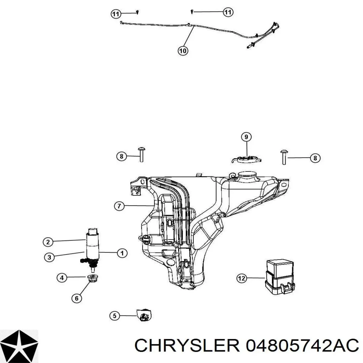 Compre 04805742AC Chrysler Injetor de fluido para lavador de pára-brisas