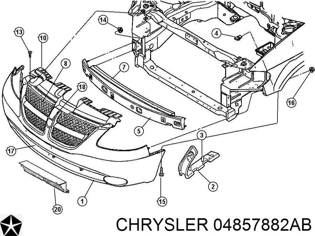 Reforçador do pára-choque dianteiro Chrysler 4857882AB preço, a partir de 29,40 USD