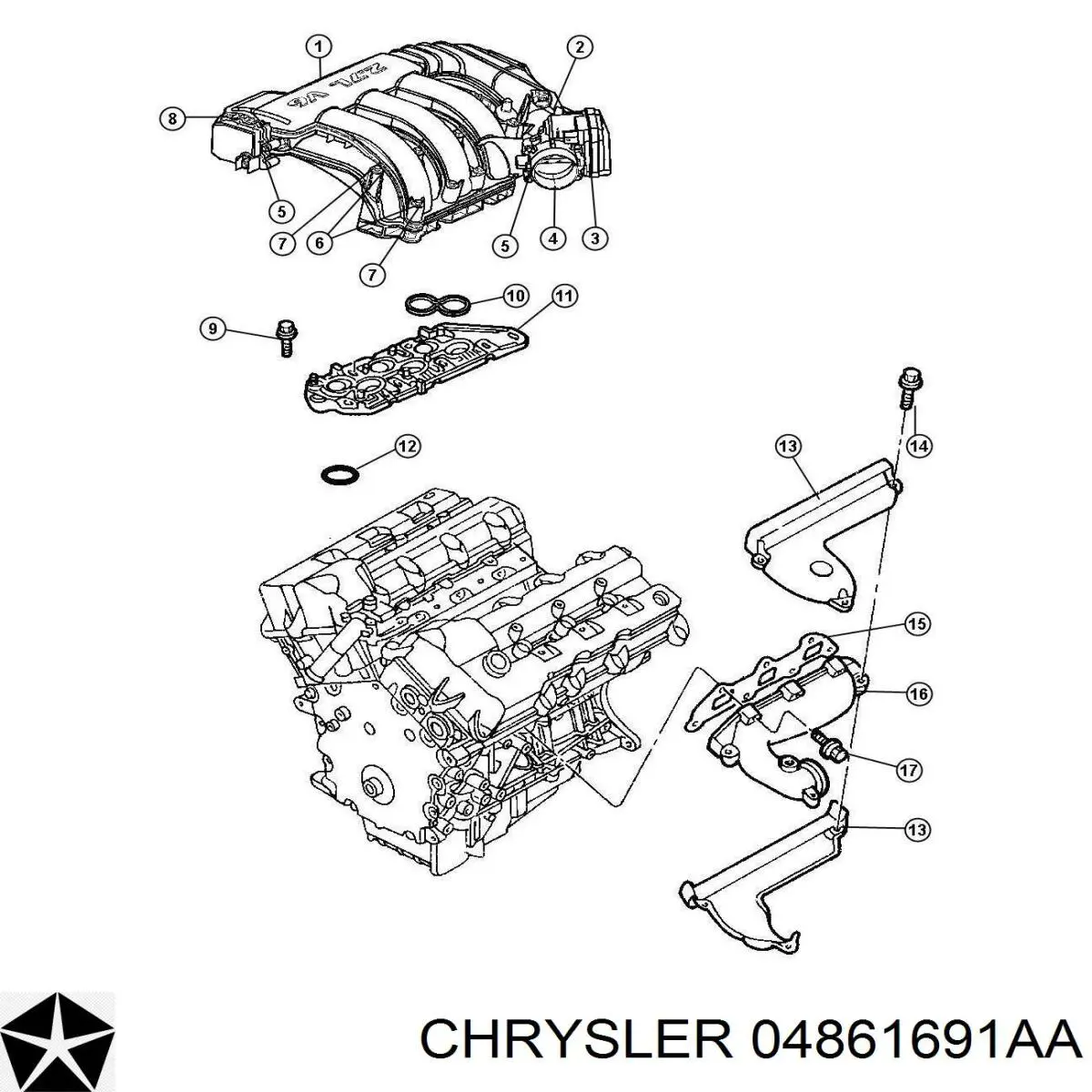 Válvula de borboleta montada Chrysler 04861691AA preço, a partir de 131,32 USD