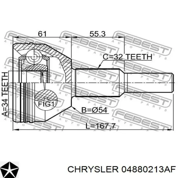 Compre 4880213AD Chrysler Semieixo (acionador) dianteiro esquerdo