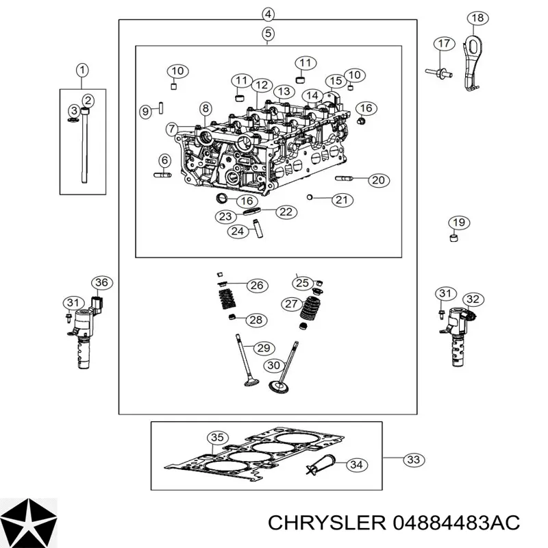 04884483AC Chrysler Válvula eletromagnética de posição (de fases) da árvore distribuidora