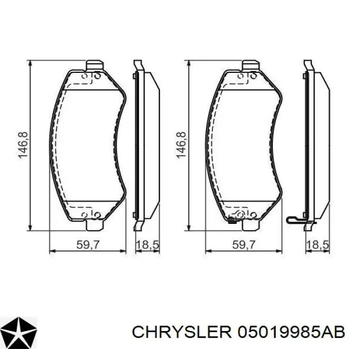 Kit de molas de fixação de sapatas de disco dianteiras Chrysler Voyager III RG, RS