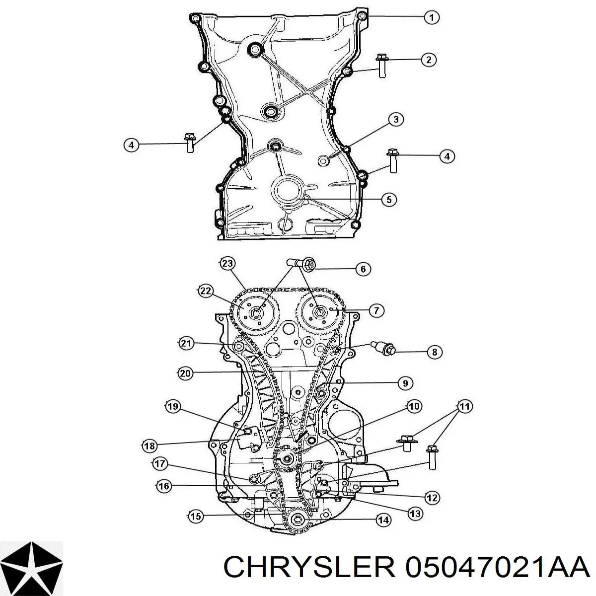 05047021AA Chrysler Engrenagem de cadeia de roda dentada da árvore distribuidora de admissão de motor