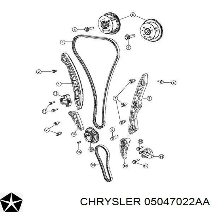 Engrenagem de cadeia de roda dentada da árvore distribuidora de escape de motor Chrysler 05047022AA preço, a partir de 170,35 USD