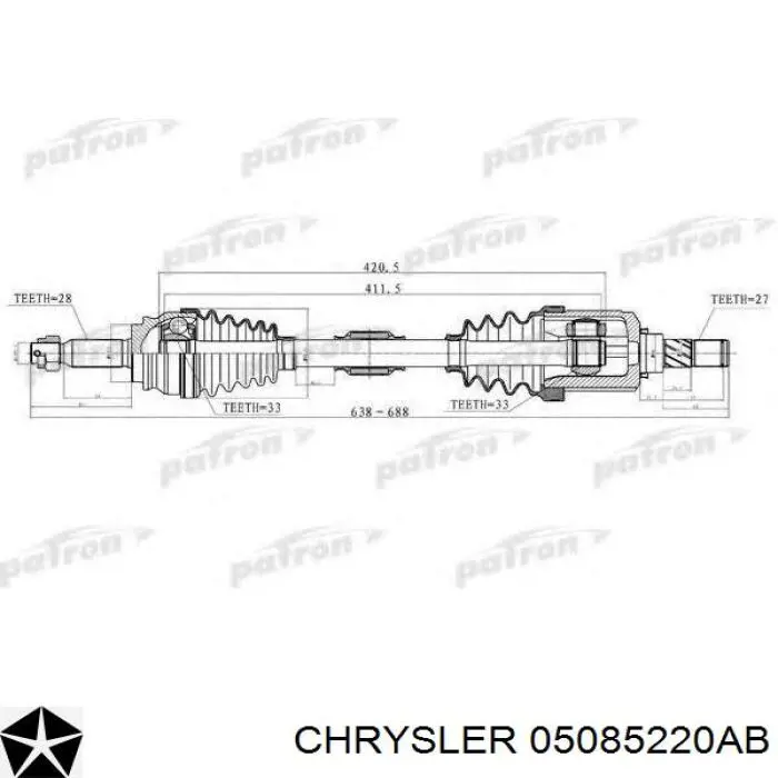 Compre 05085220AB Chrysler Semieixo (acionador) dianteiro esquerdo