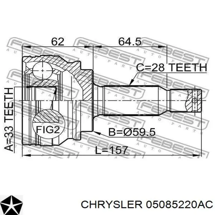 Compre 05085220AC Chrysler Semieixo (acionador) dianteiro esquerdo