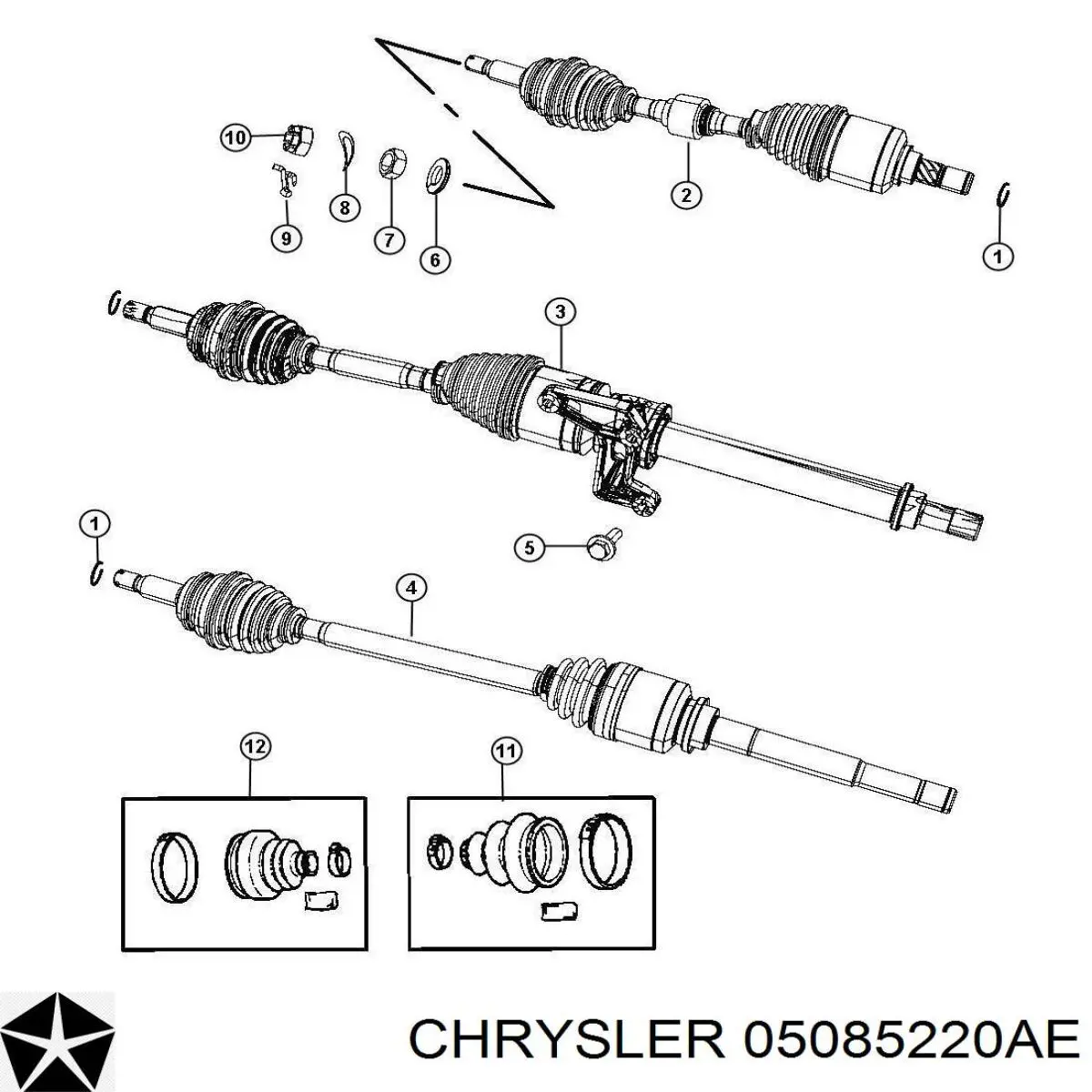 05085220AE Chrysler Semieixo (acionador) dianteiro esquerdo