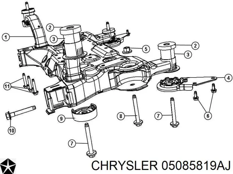 5085819AE Chrysler Viga de suspensão dianteira (plataforma veicular)