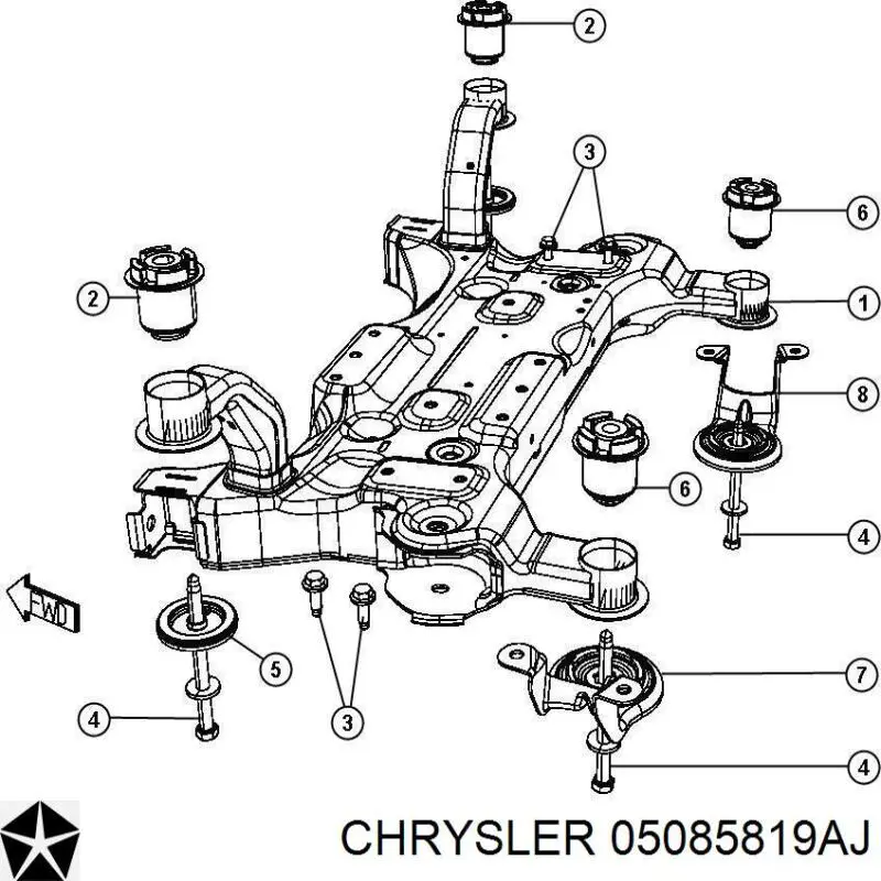Viga de suspensão dianteira (plataforma veicular) Chrysler 5085819AD preço, a partir de 317,23 USD