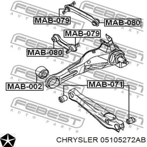Compre 05105272AB Chrysler Braço oscilante inferior esquerdo de suspensão traseira/direita