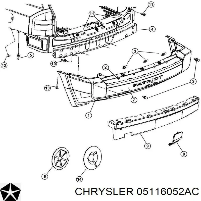 Reforçador do pára-choque traseiro Jeep Compass LIMITED MK49
