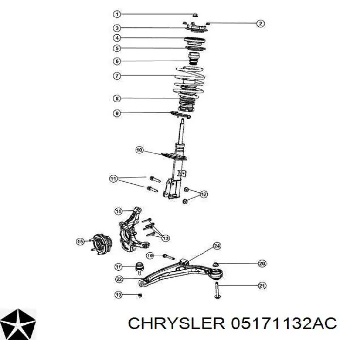 05171132AC Chrysler Bota de proteção de amortecedor dianteiro