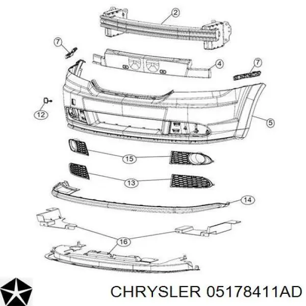 05178411AD Chrysler Consola do pára-choque dianteiro esquerdo
